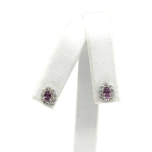 Diamond Sapphire Earrings 18k Gold Stud .90 CTW Certified $2,490 921516 - Picture 7 of 8